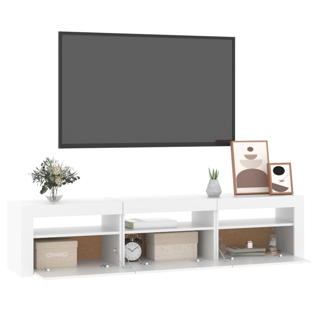 TV-Möbel Vit TV-Bänk LED 180x35x40 cm