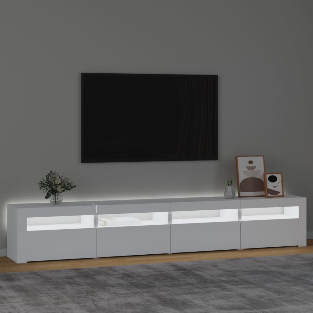 TV-Möbel Vit TV-Bänk LED 240x35x40 cm