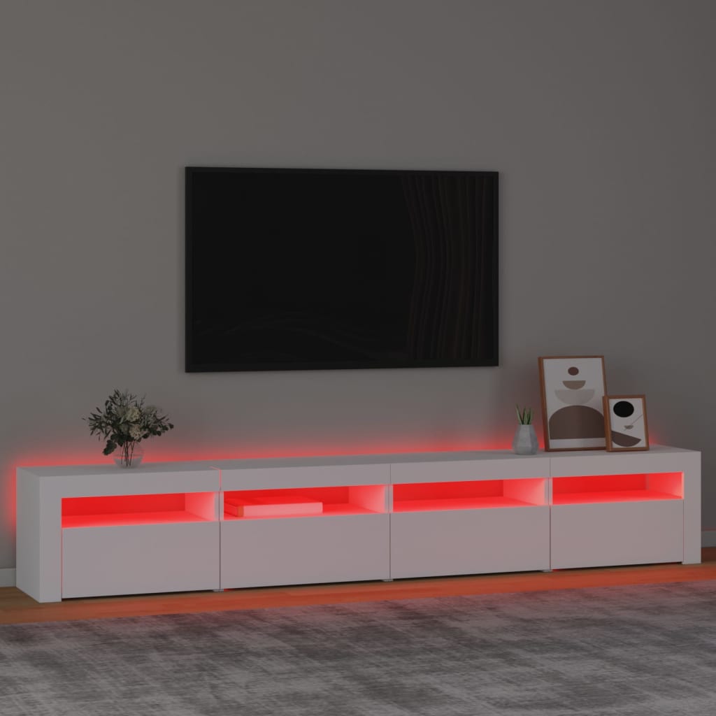 TV-Möbel Vit TV-Bänk LED 240x35x40 cm