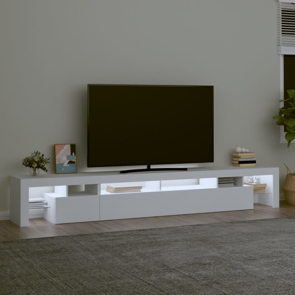 TV-Möbel Vit TV-Bänk LED-belysning 260x36,5x40 cm