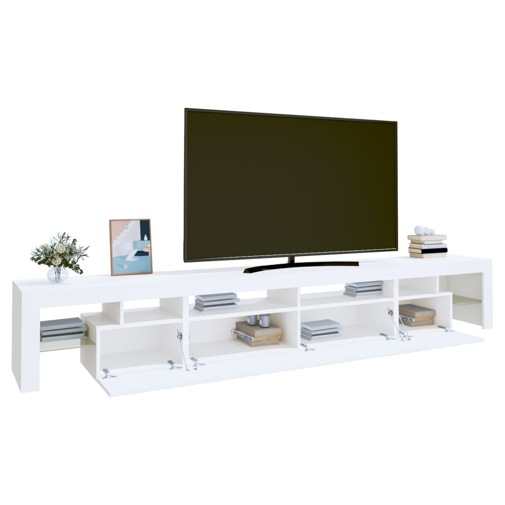 TV-Möbel Vit TV-Bänk LED-belysning 260x36,5x40 cm