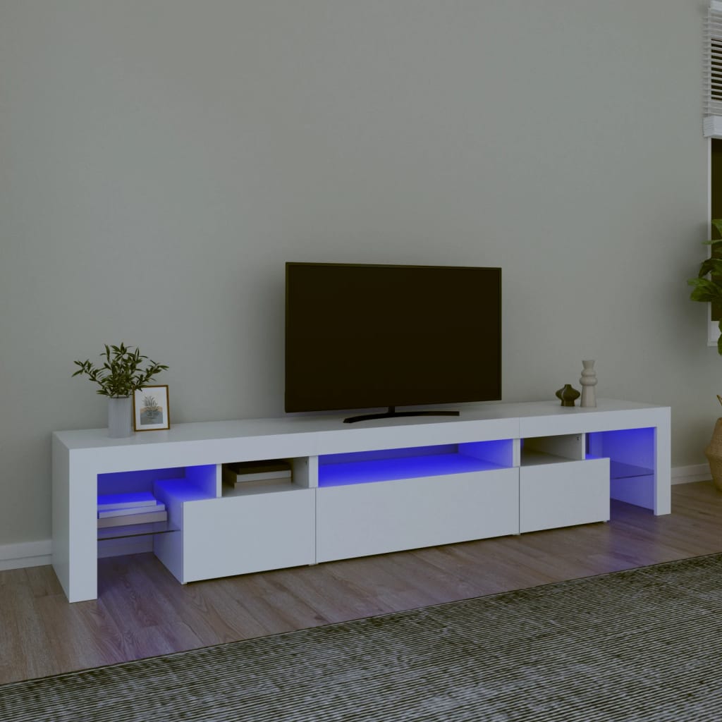 TV-Möbel Vit TV-Bänk LED 215x36,5x40 cm