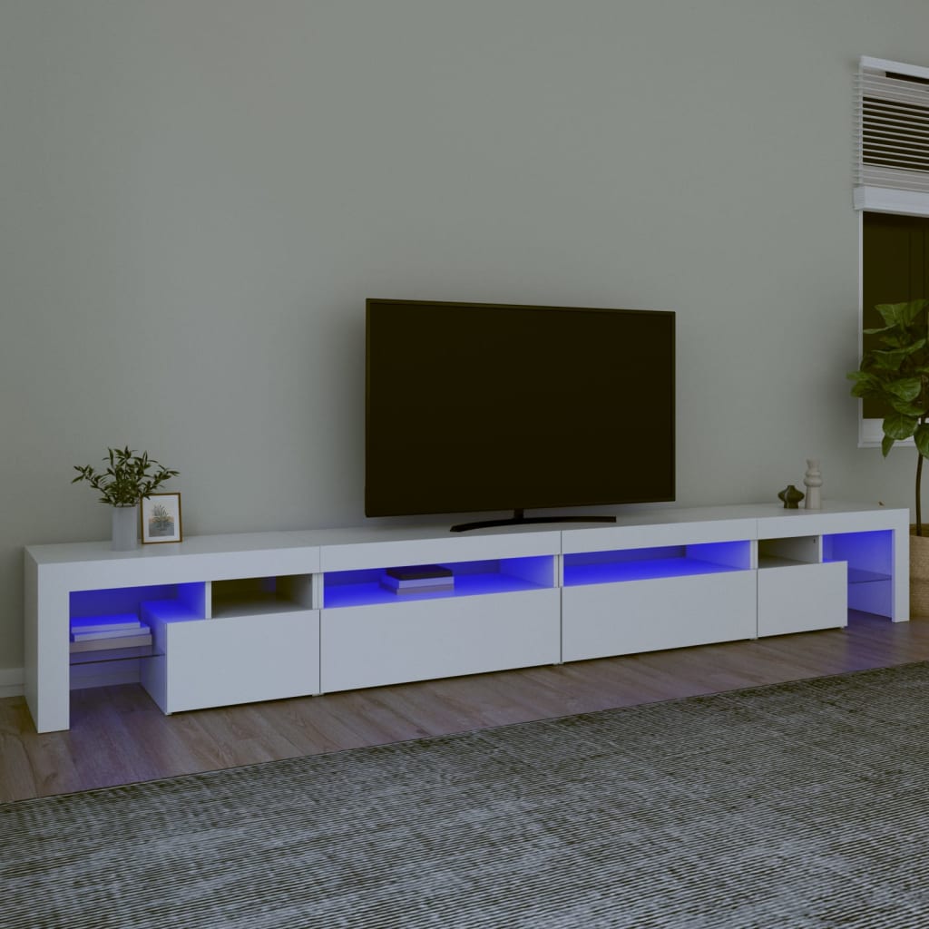 TV-Möbel Vit TV-Bänk LED 290x36,5x40 cm