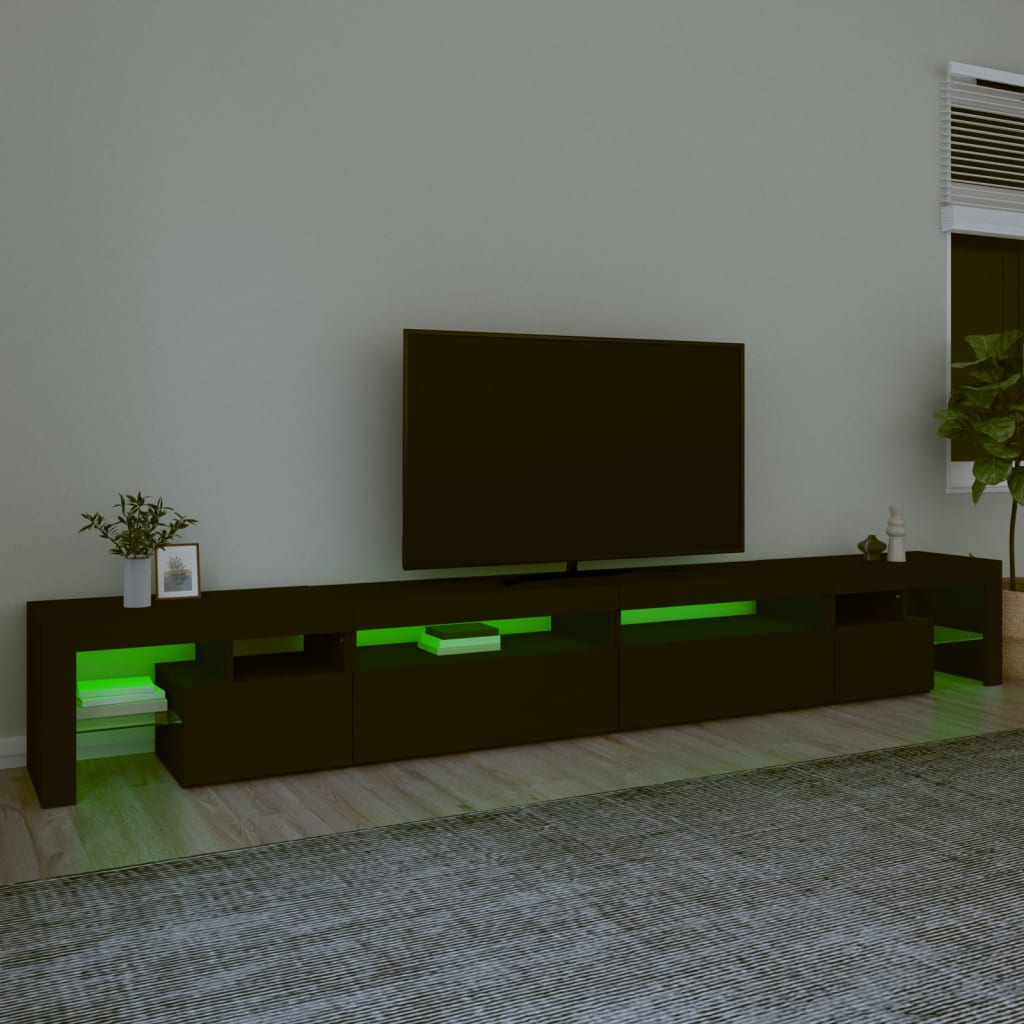 TV-Möbel Svart TV-Bänk LED 290x36,5x40 cm