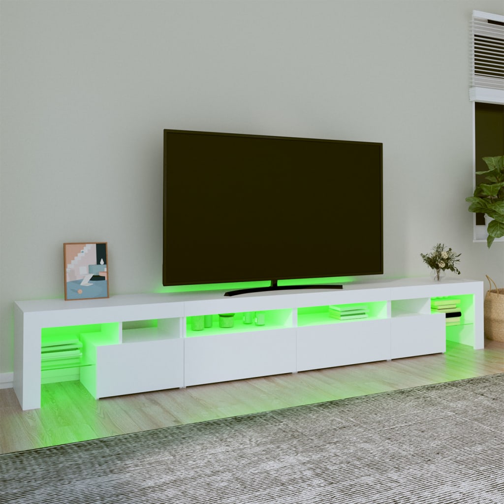 TV-Möbel Vit TV-Bänk LED 260x36,5x40 cm