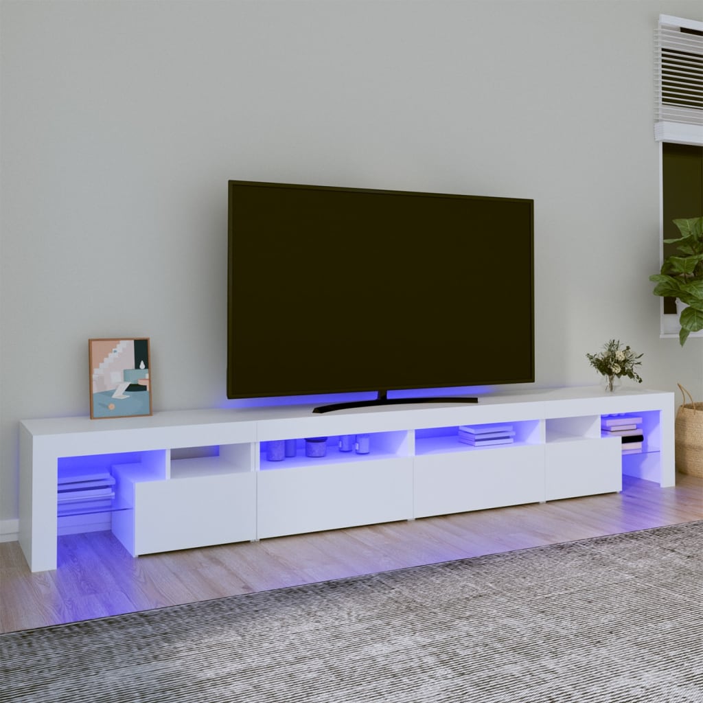 TV-Möbel Vit TV-Bänk LED 260x36,5x40 cm