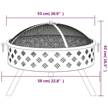 Eldstad med eldgaffel 58 cm XXL stål