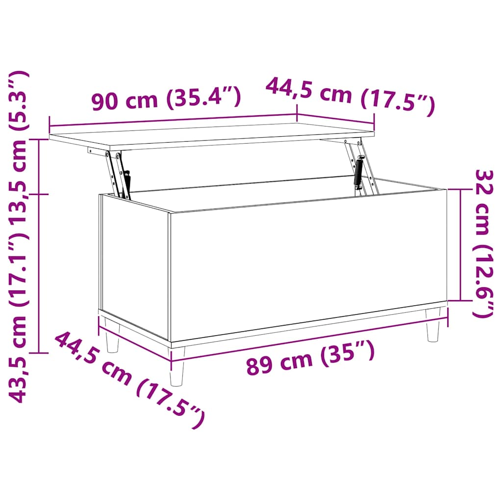 Soffbord vit högglans 90x44,5x45 cm konstruerat trä