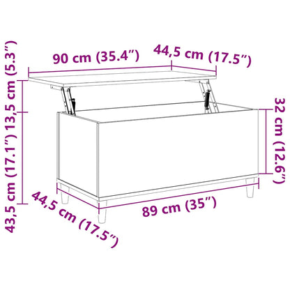 Soffbord rökfärgad ek 90x44,5x45 cm konstruerat trä