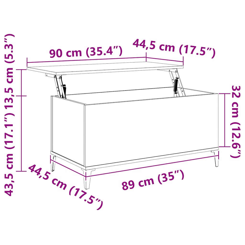 Soffbord rökfärgad ek 90x44,5x45 cm konstruerat trä