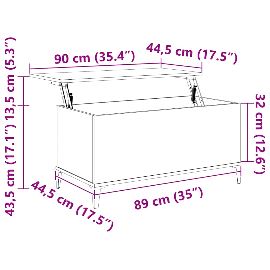 Soffbord grå sonoma 90x44,5x45 cm konstruerat trä