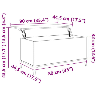 Soffbord grå sonoma 90x44,5x45 cm konstruerat trä
