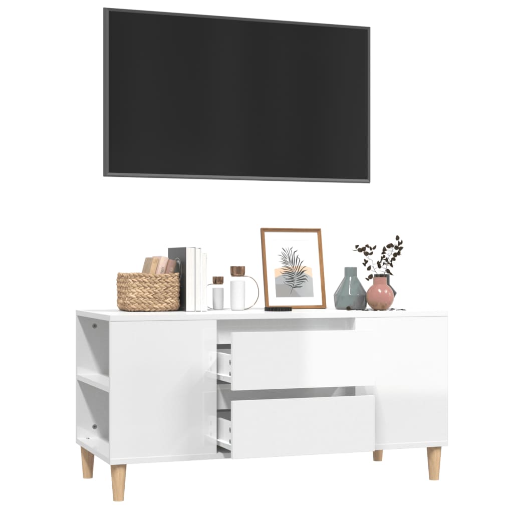 TV-Möbel Högglans Vit TV-Bänk 102x44,5x50 cm