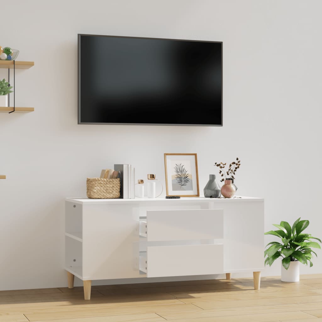 TV-Möbel Högglans Vit TV-Bänk 102x44,5x50 cm