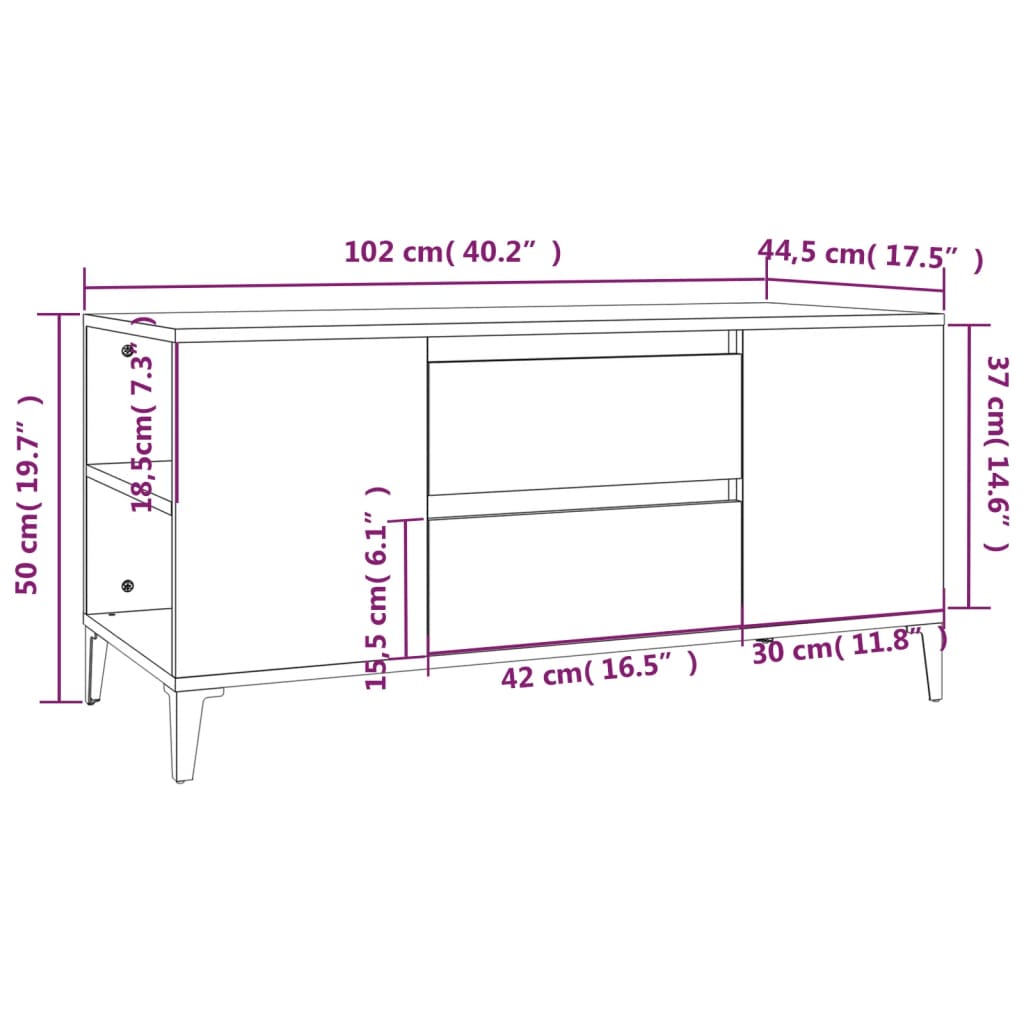 TV-Möbel Vit TV-Bänk 102x44,5x50 cm