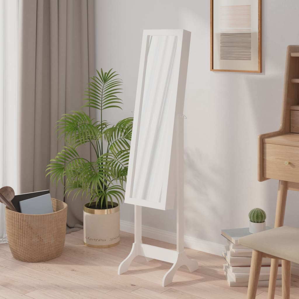 Smyckesskåp Vit 34x37x146 cm