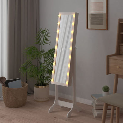 Smyckesskåp LED Vit 34x37x146 cm