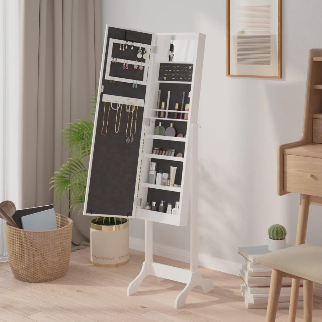 Smyckesskåp LED Vit 34x37x146 cm