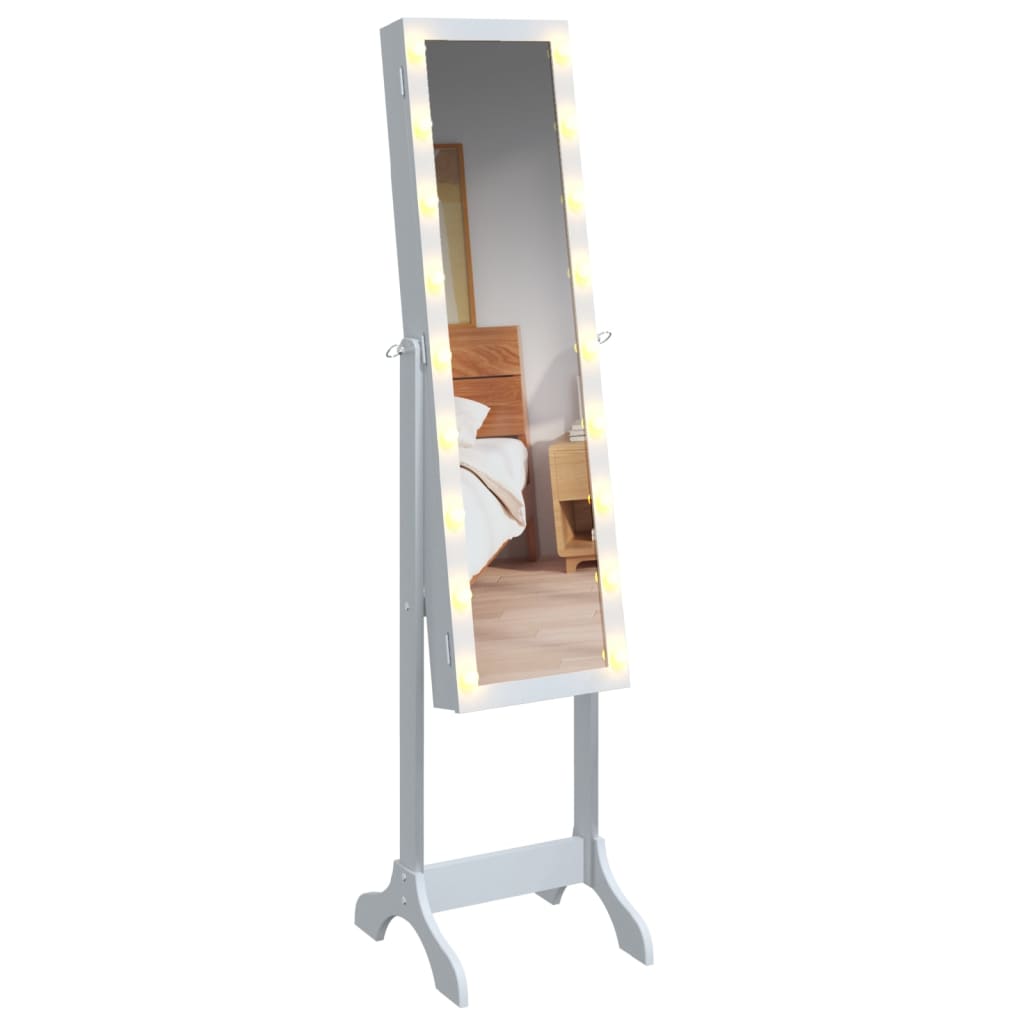 Smyckesskåp LED Vit 34x37x146 cm