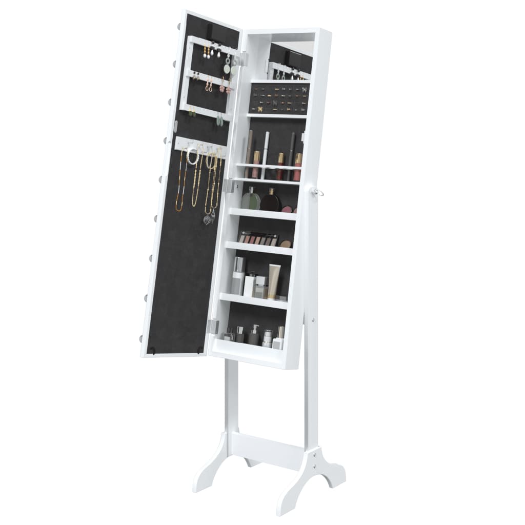 Smyckesskåp LED Vit 34x37x146 cm