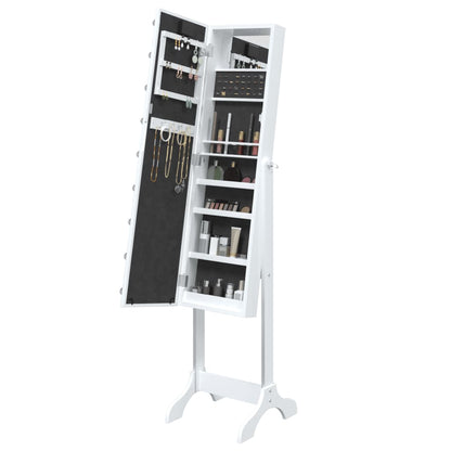 Smyckesskåp LED Vit 34x37x146 cm