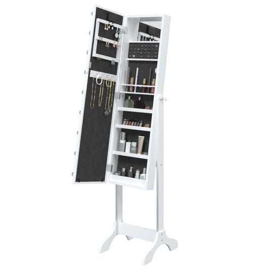 Smyckesskåp LED Vit 34x37x146 cm