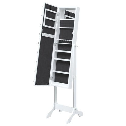 Smyckesskåp LED Vit 34x37x146 cm
