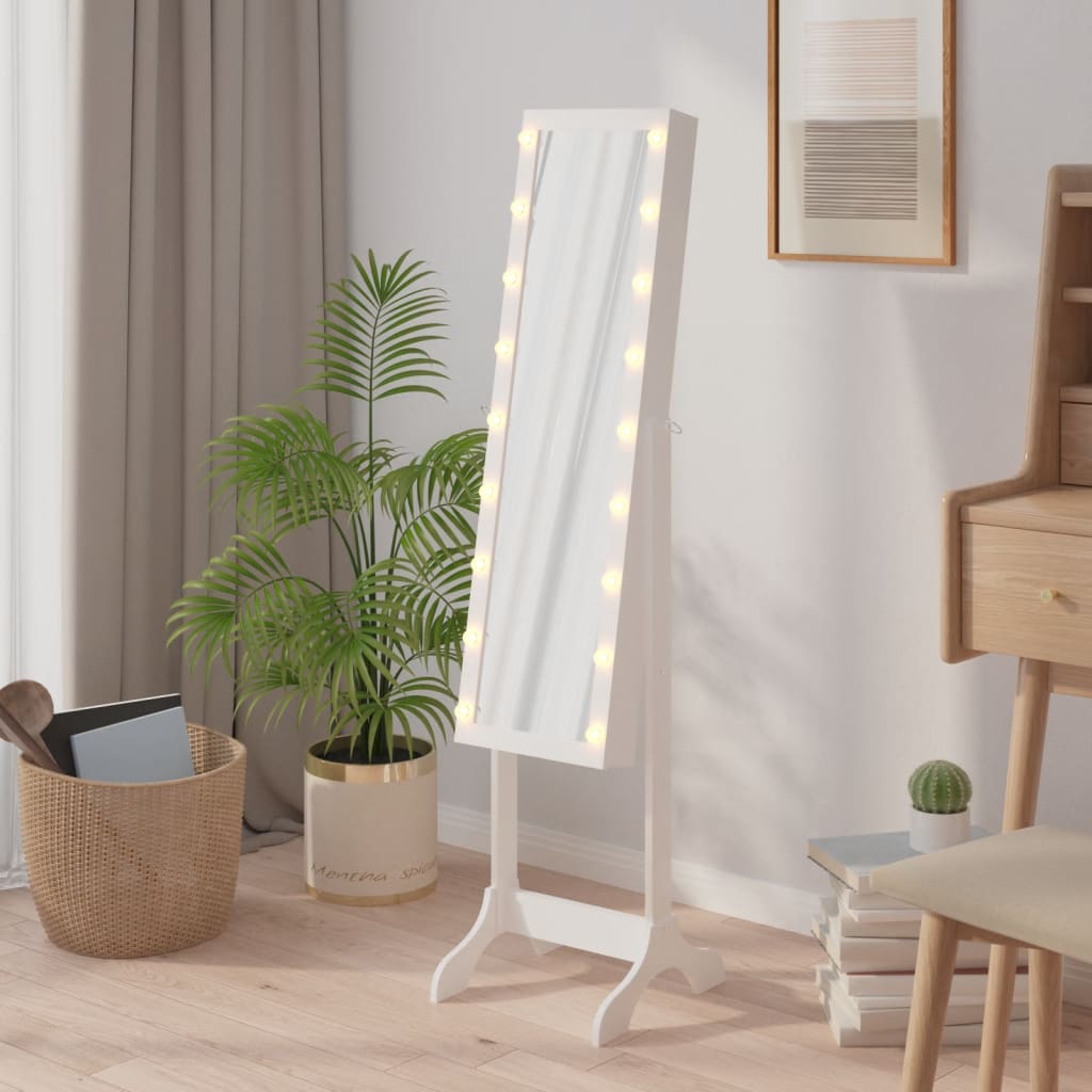 Smyckesskåp LED Vit 34x37x146 cm