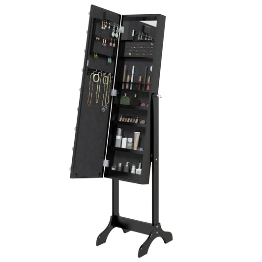 Smyckesskåp LED Svart 34x37x146 cm