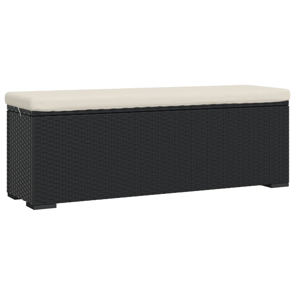 Trädgårdsbänk Konstrottingmed dyna Svart 110x30x40 cm konstrotting