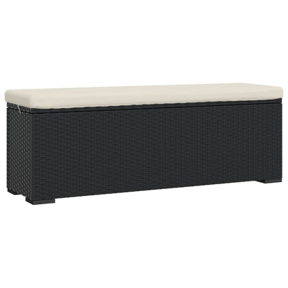 Trädgårdsbänk Konstrottingmed dyna Svart 110x30x40 cm konstrotting