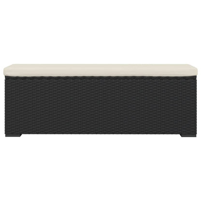Trädgårdsbänk Konstrottingmed dyna Svart 110x30x40 cm konstrotting