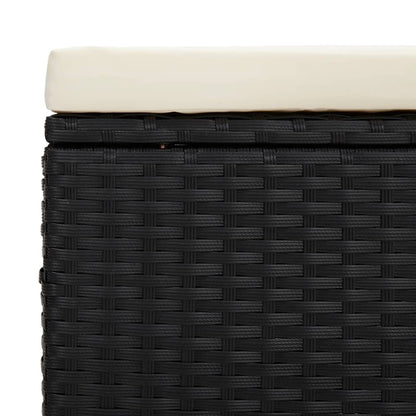 Trädgårdsbänk Konstrottingmed dyna Svart 110x30x40 cm konstrotting