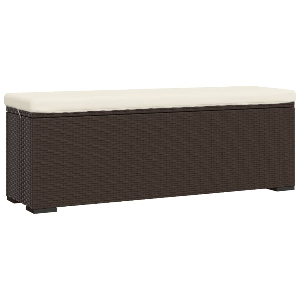 Trädgårdsbänk Konstrotting Fotpall med dyna Brun 110x30x40 cm