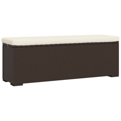 Trädgårdsbänk Konstrotting Fotpall med dyna Brun 110x30x40 cm