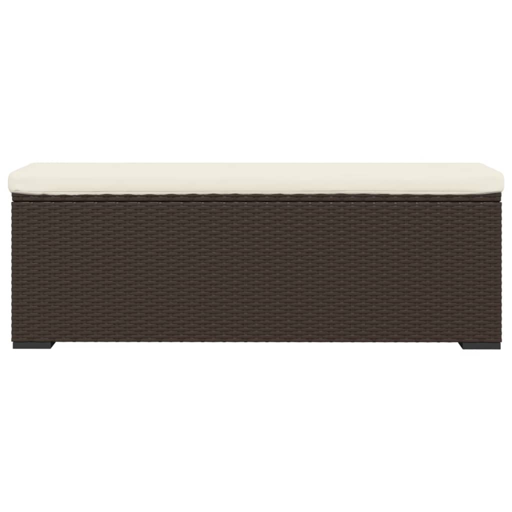 Trädgårdsbänk Konstrotting Fotpall med dyna Brun 110x30x40 cm