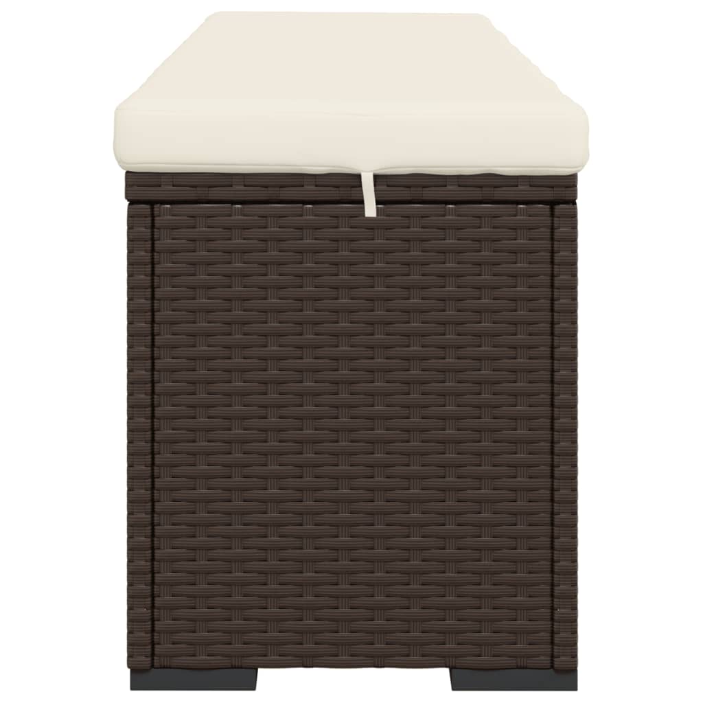 Trädgårdsbänk Konstrotting Fotpall med dyna Brun 110x30x40 cm
