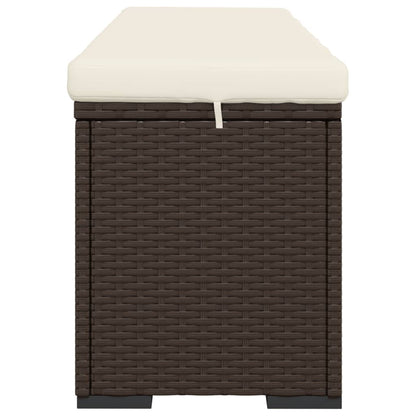 Trädgårdsbänk Konstrotting Fotpall med dyna Brun 110x30x40 cm