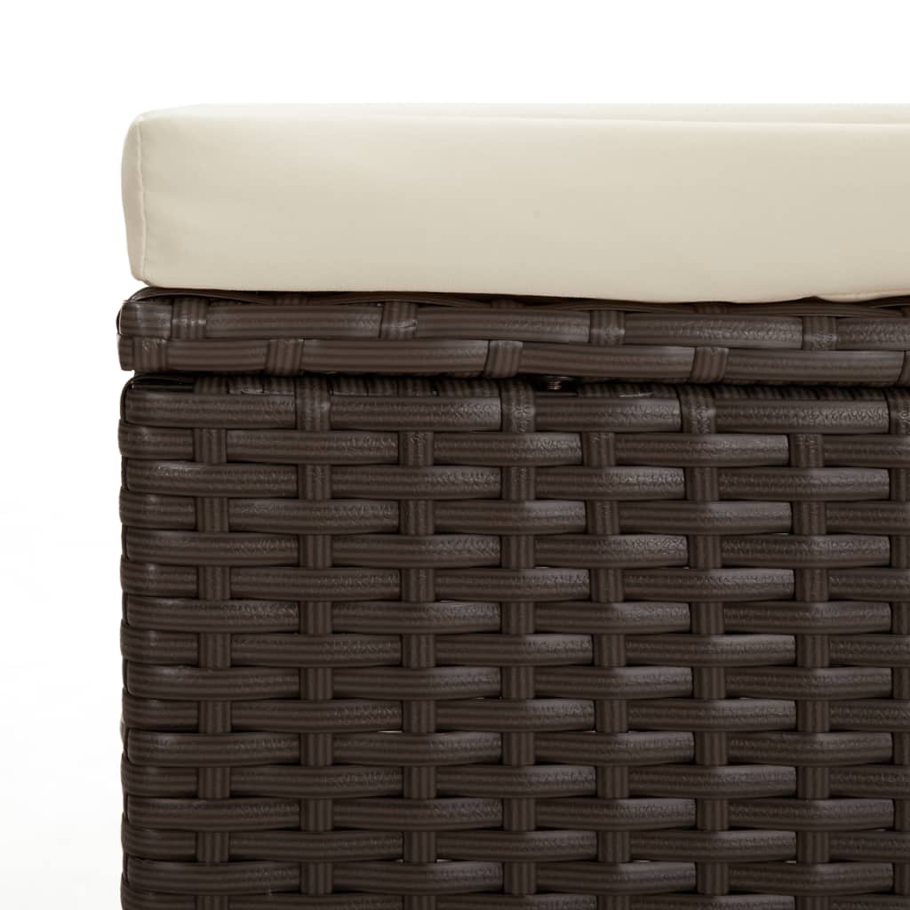 Trädgårdsbänk Konstrotting Fotpall med dyna Brun 110x30x40 cm