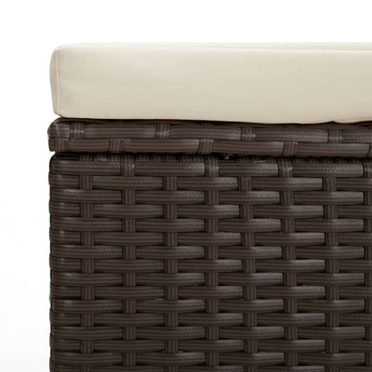Trädgårdsbänk Konstrotting Fotpall med dyna Brun 110x30x40 cm