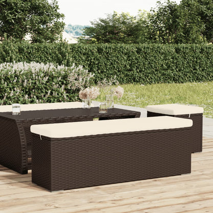 Trädgårdsbänk Konstrotting Fotpall med dyna Brun 110x30x40 cm