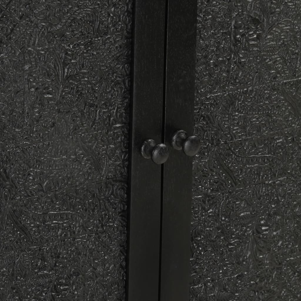 Skänk Svart 55x30x77 cm massivt mangoträ och järn