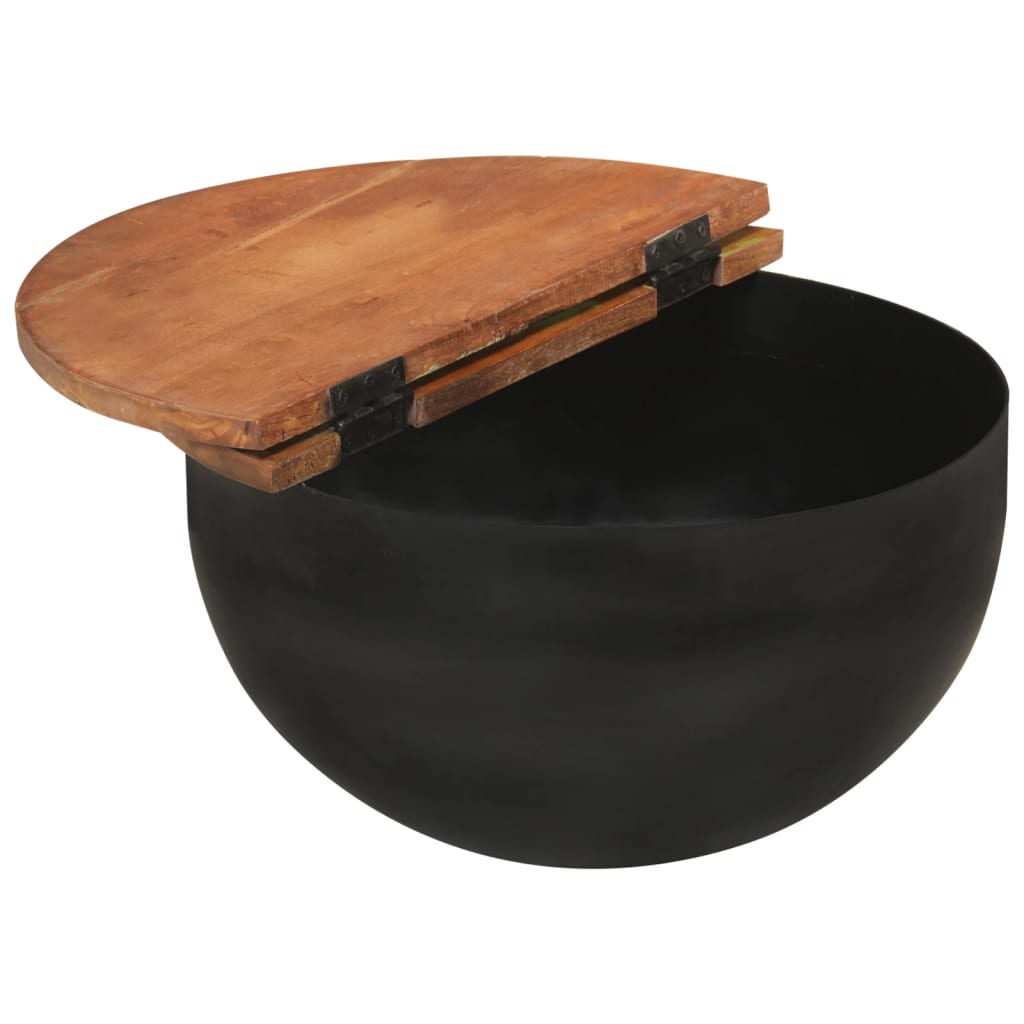 Soffbord Svart 2 delar massivt återvunnet trä