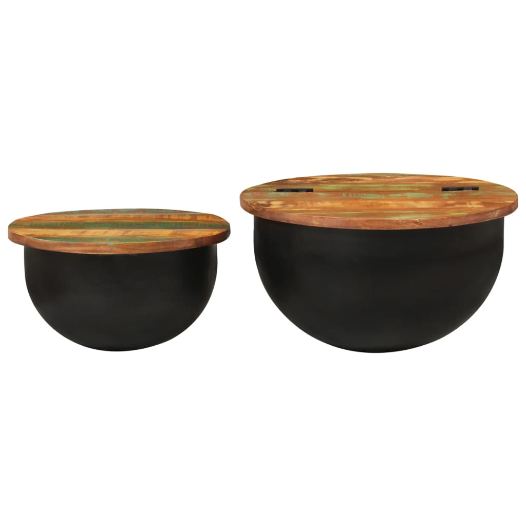 Soffbord Svart 2 delar massivt återvunnet trä