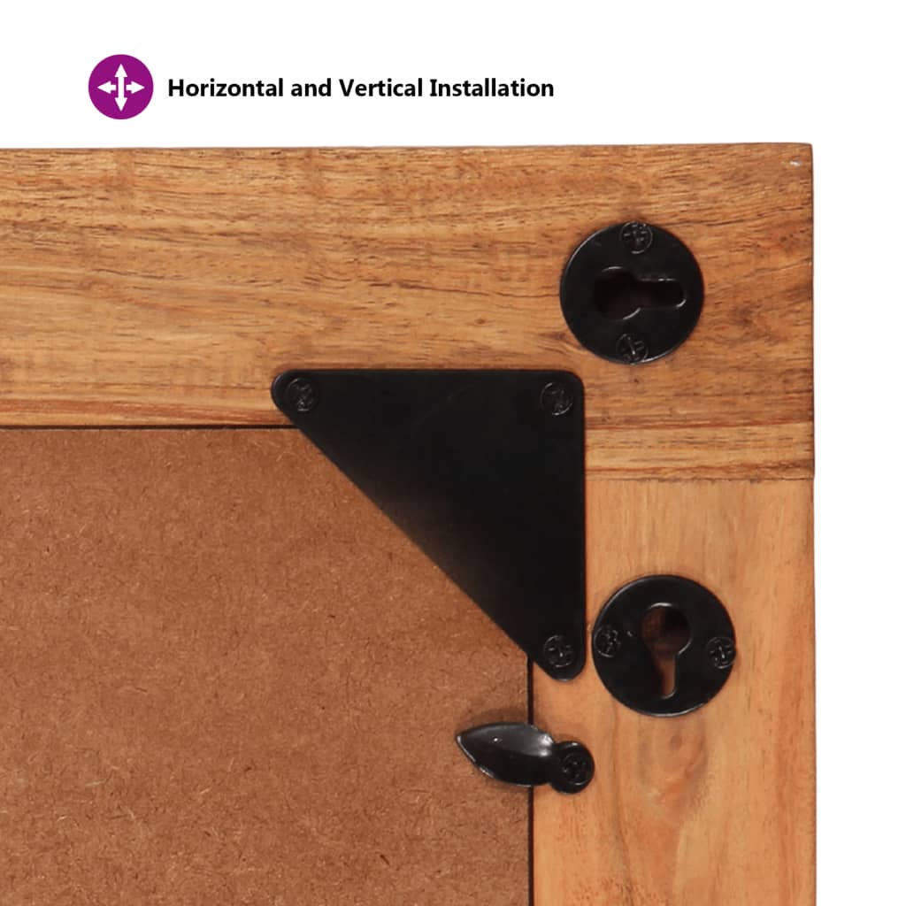 Väggspegel 70x50 cm massivt akaciaträ och glas