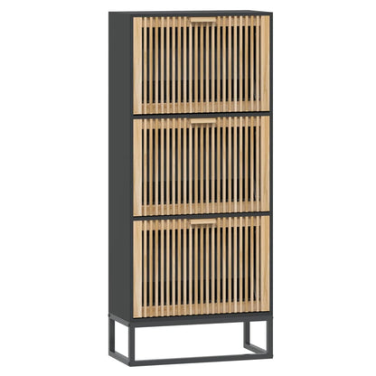 Skoställ Svart Skoskåp 52x25x120 cm