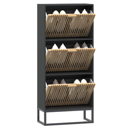 Skoställ Svart Skoskåp 52x25x120 cm