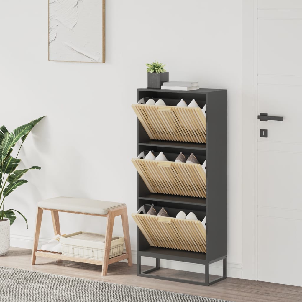 Skoställ Svart Skoskåp 52x25x120 cm