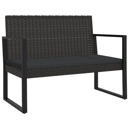 Trädgårdsbänk Konstrotting med dynor Svart 106 cm
