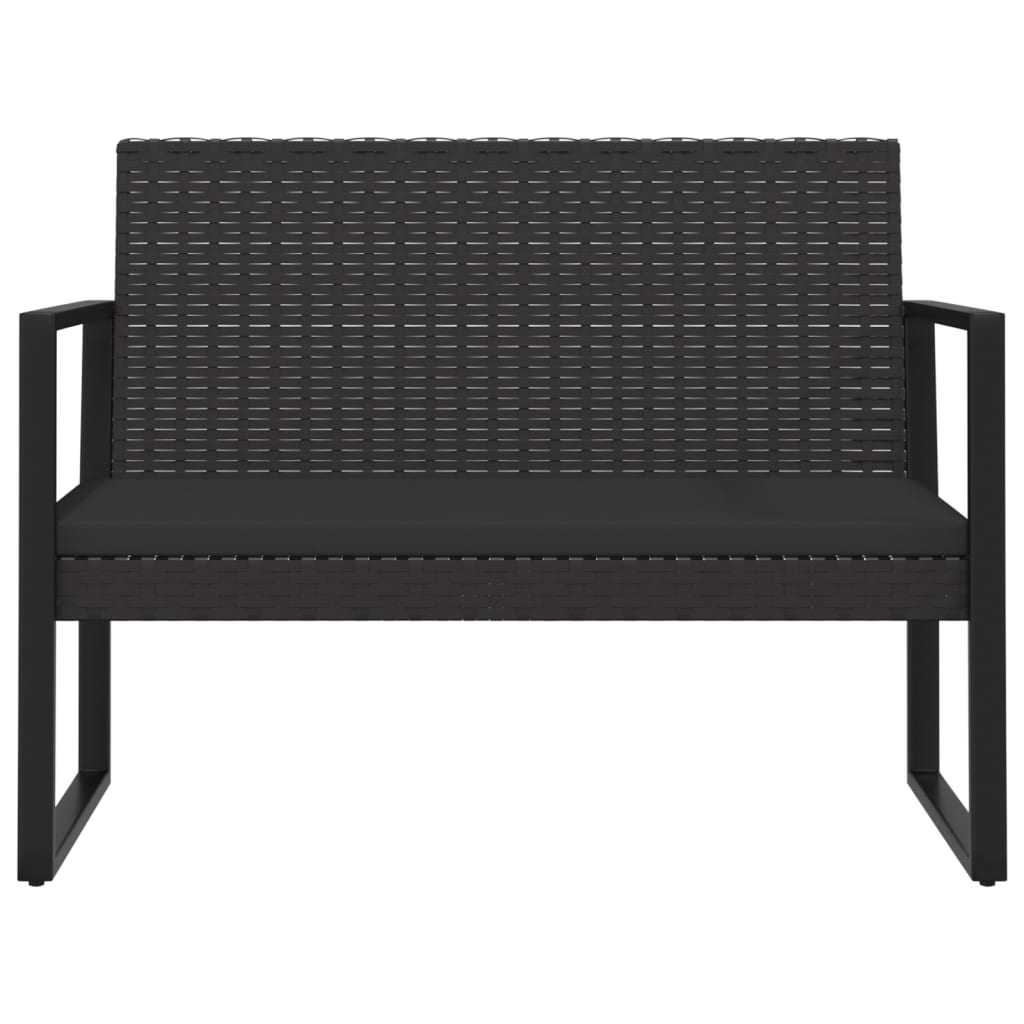 Trädgårdsbänk Konstrotting med dynor Svart 106 cm